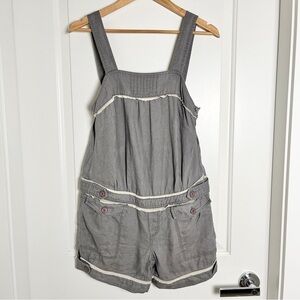 Kingsley Heath 100% Linen Gray Romper Onesie Dungarees Shorts, Size XS